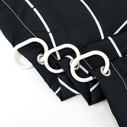 Miniatura 5 de EOBTAIN Cortina de ducha de Feliz Halloween para baño, arañas rosas aterradoras con telaraña sobre negro, cortina de ducha farbic con 10 ganchos,