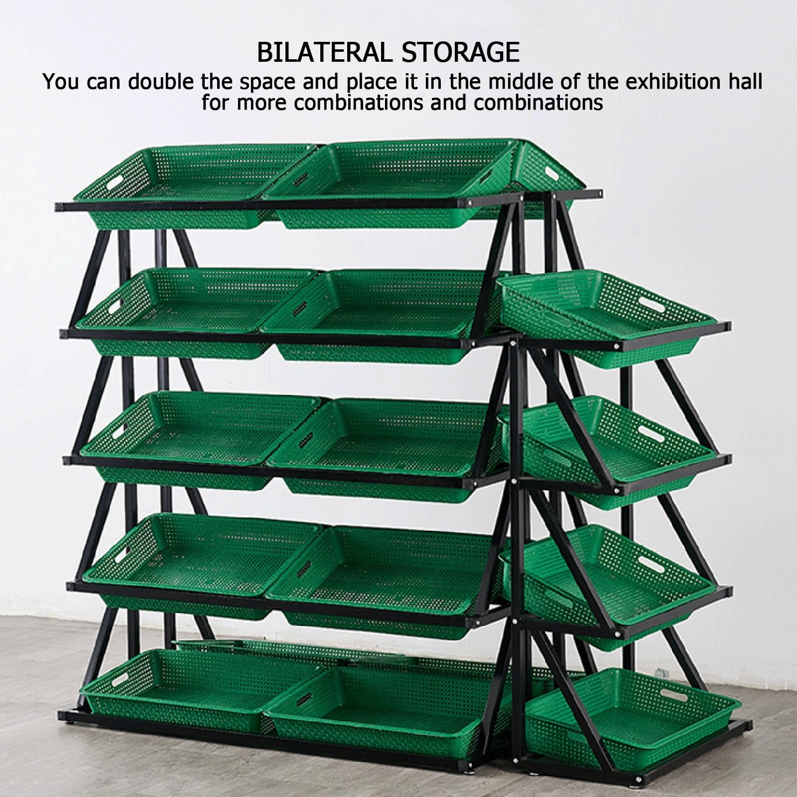 Kommerzielle Aufbewahrungsregale mit Körben für Supermärkte und Küche, Speisekammer-Organisation, robuster Metallrahmen, einfache Montage, ideal für den Heim- und Einzelhandel