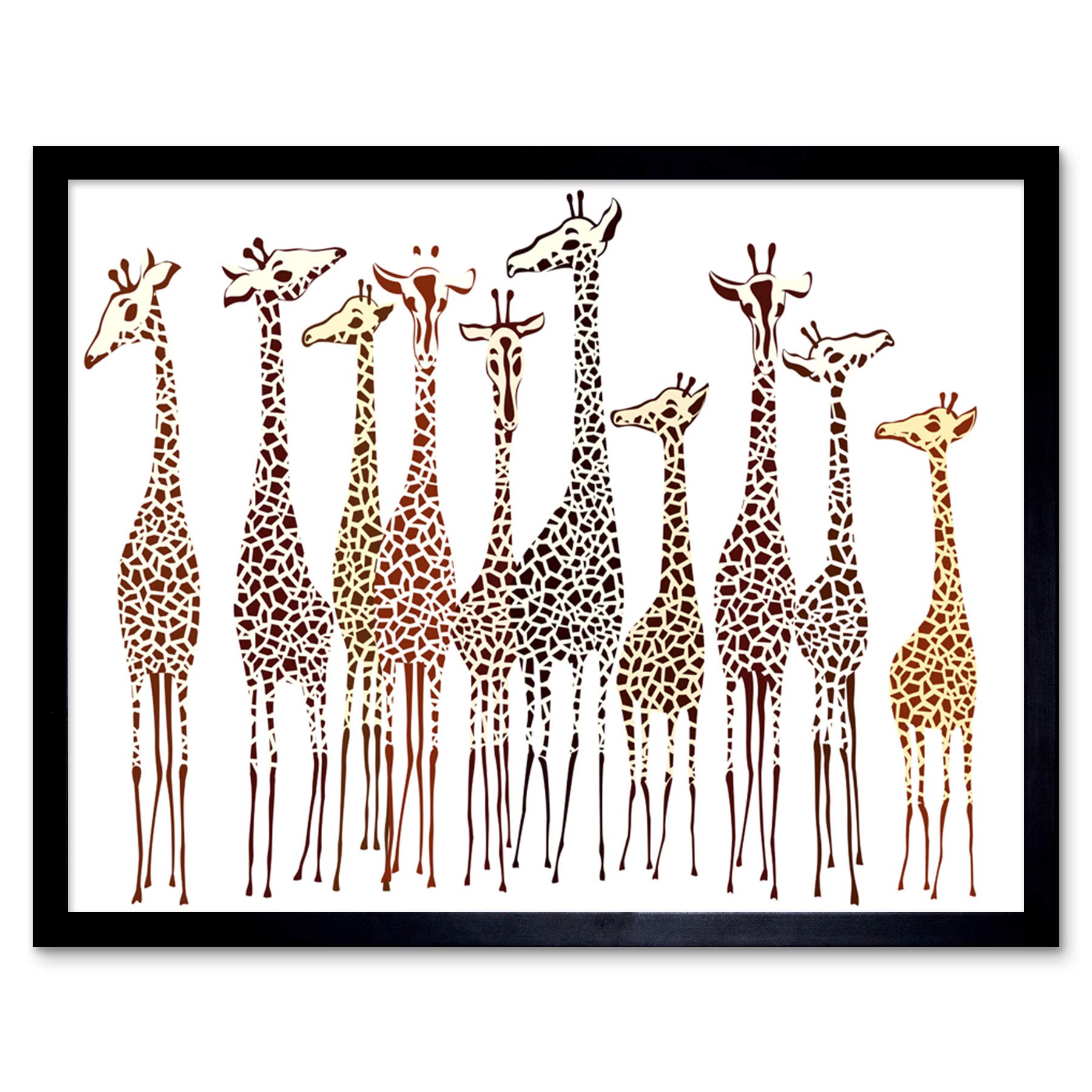 Wee Blue Coo Group Of Giraffes Art Print Framed Poster Wall Decor 12x16 inch
