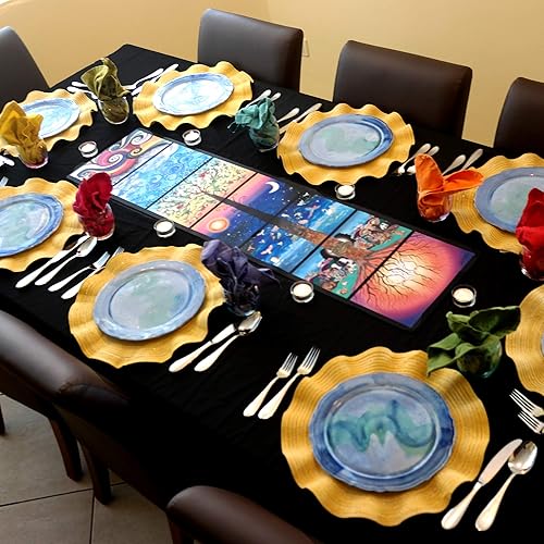 Miniatura 10 de City of Gold ArtTrivet - Camino de mesa y salvamanteles resistentes al calor, parte superior de tela y base de goma antideslizante