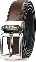 Van Heusen Men's Reversible Black Brown Leather Dress Belt - Cut-to-Fit, Durable 2-in-1 Rotating Buckle