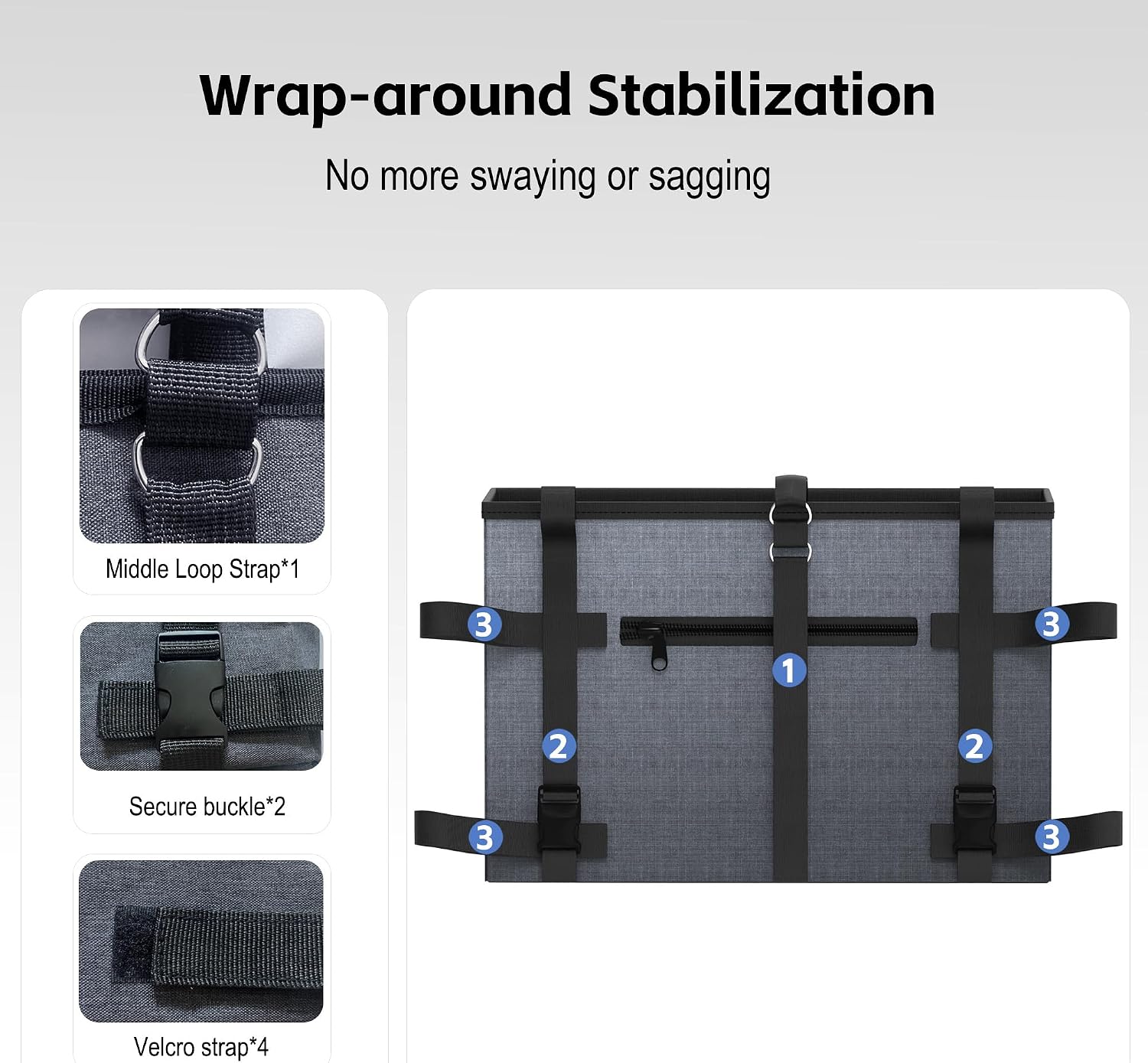 2026 Upgraded Walker Basket with Cup Holder Foldable Bag Tray Gray image 4