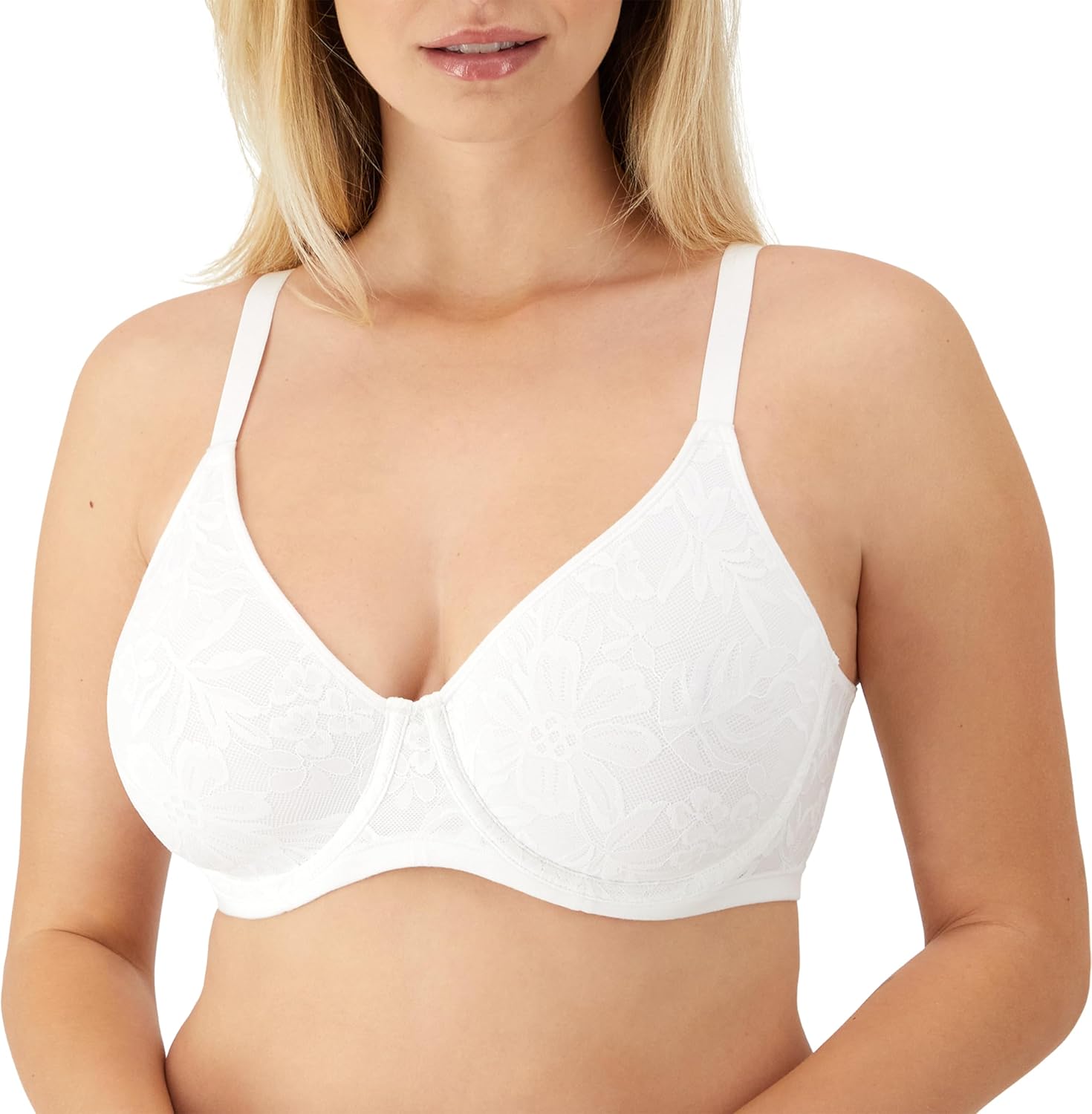Bali Women's Lace Underwire Bra, Breathe Cotton Modal Lace Bras for Women, Full Coverage, Breathable, Convertible