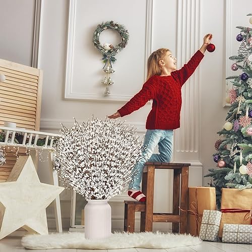 Miniatura 4 de 30 flores de jazmín de invierno de 29.5 pulgadas de largo, flores artificiales de jazmín alto, ramas secas para Navidad, invierno, Año Nuevo, boda,