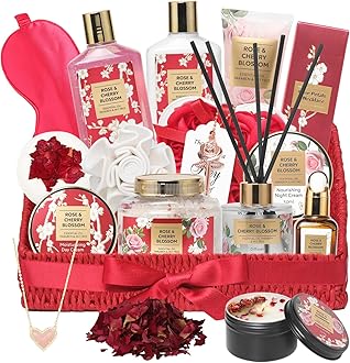 25Pcs Valentines Day Gifts for Women - Luxury Bath and Body Spa Gift Basket for Women with Necklace | Relaxing Care Kit Christmas Mothers Day Gifts for Mom Gift Baskets for Anniversary