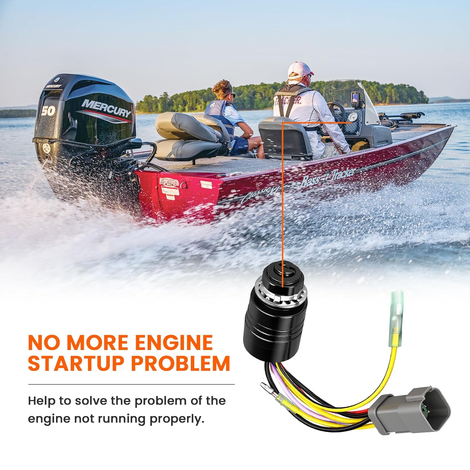 YCLL Ignition Switch with 4 Key Compatible with Tracker Boats, 4 Keys 3 Position 6 Wire Connectors,129572