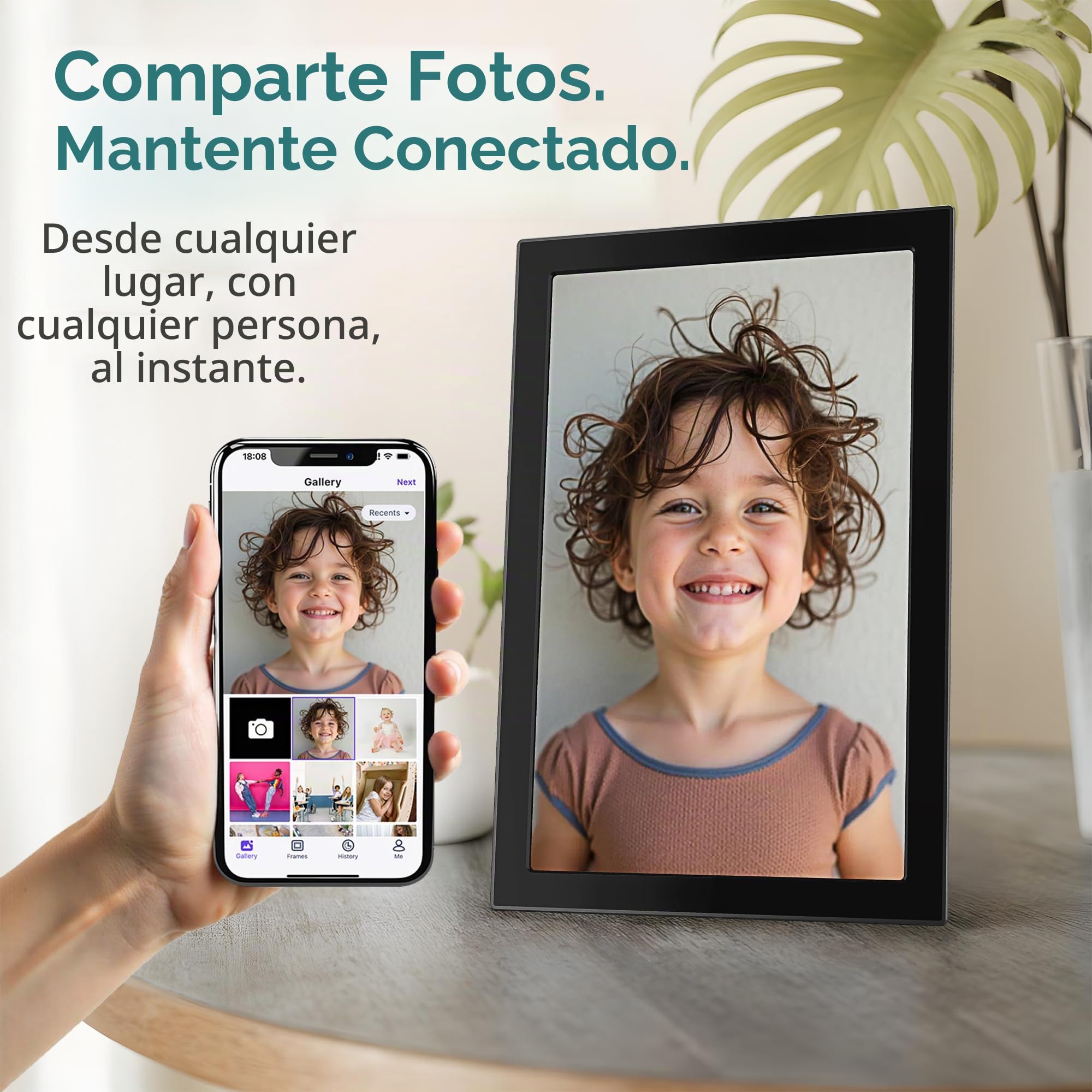 XORO Marco de Fotos Digital WiFi de 10,1 Pulgadas, Pantalla táctil IPS de 1280 x 800 HD, 16 GB de Memoria, rotación automática, comparte Fotos al Instante Desde Cualquier Lugar