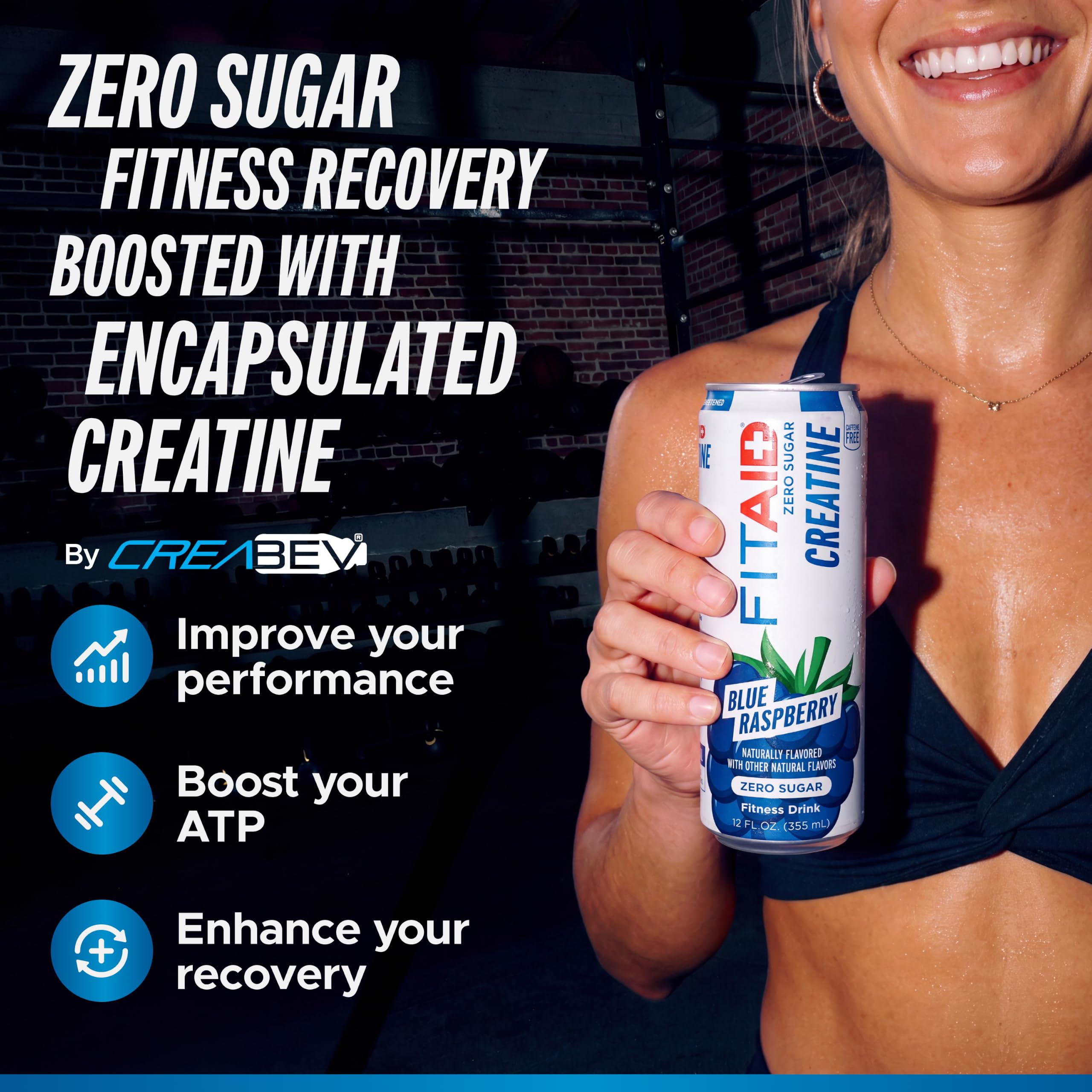 LifeAID FITAID Creatine Recovery Drink, Zero Sugar, Blue Raspberry, 12pk — Amazon image 4