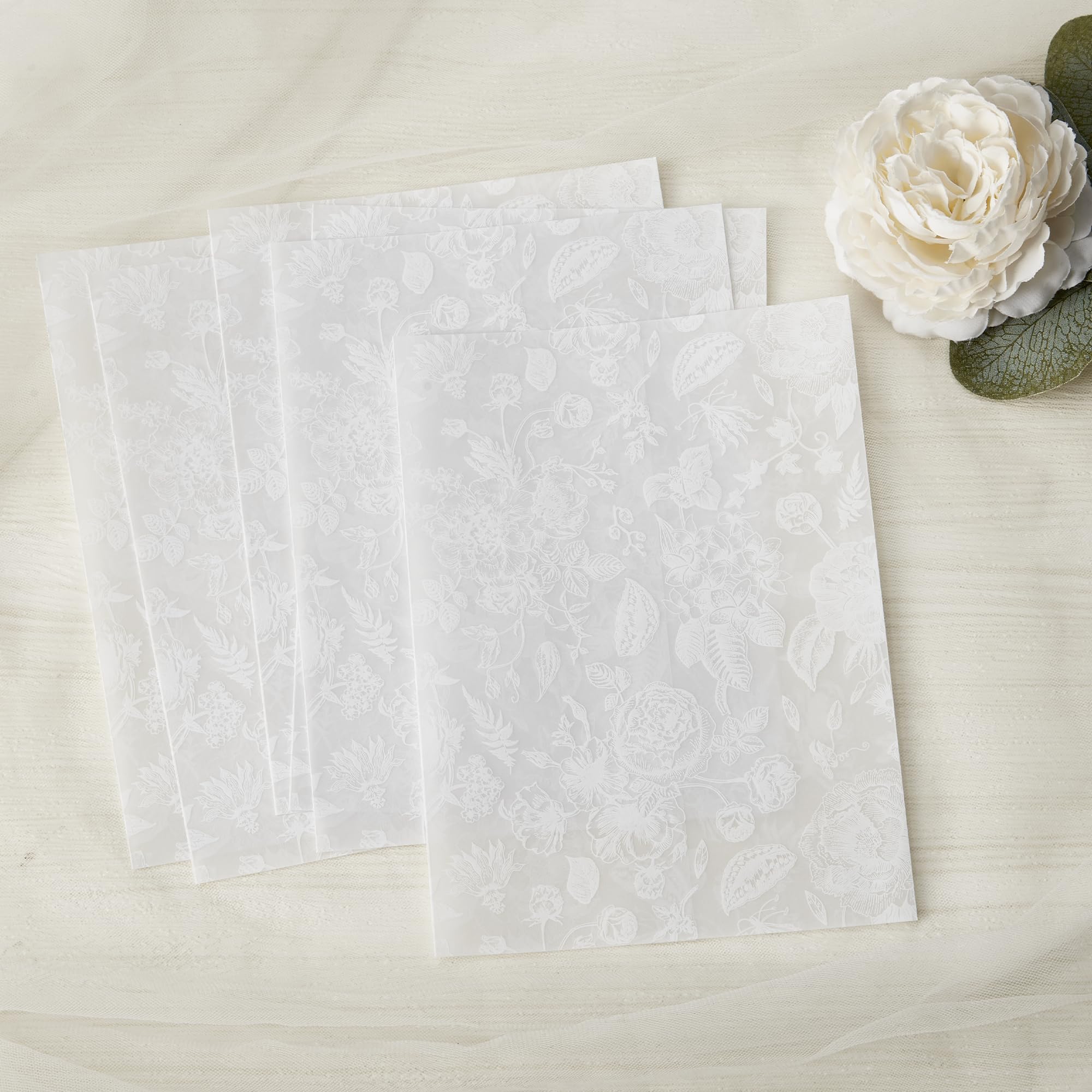 Lot de 100 vestes d'invitation en vélin pré-pliées pour invitations de 12,7 x 17,8 cm, en vélin transparent, translucides, prêtes à assembler