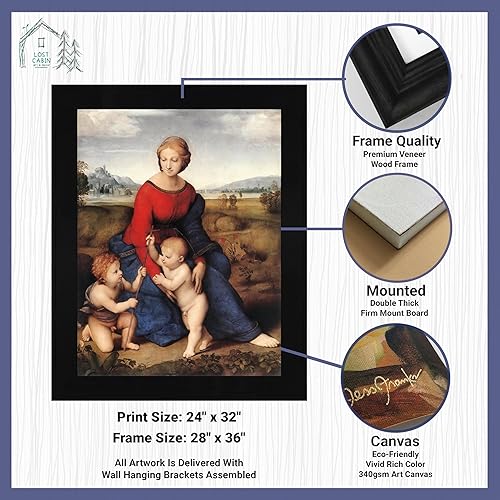 Vista 139 de Cabaña perdida de San Jorge y el dragón de Raphael Impresión en marco plano negro Reproducción de pintura de obras de arte fino Póster 2-San