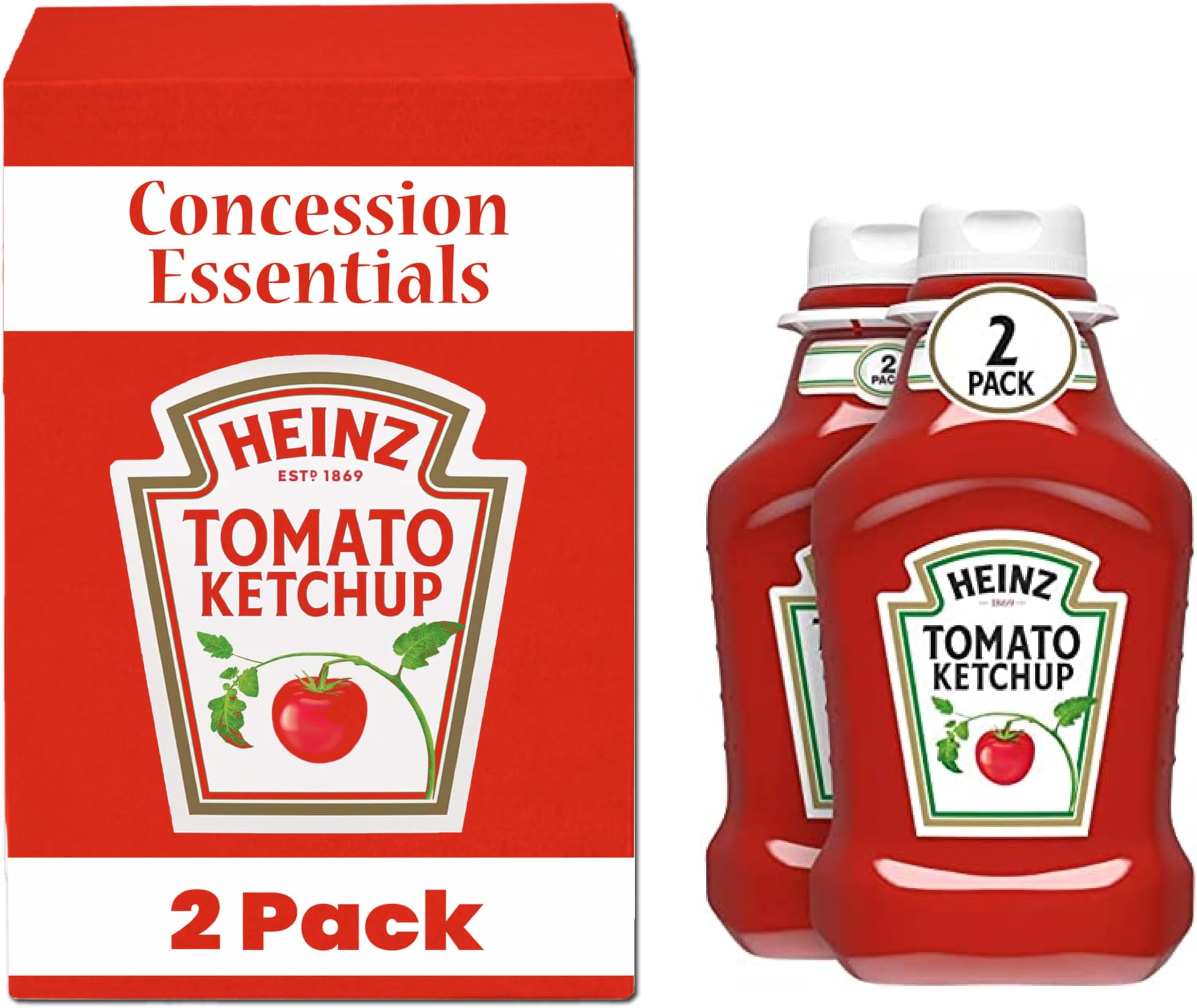 Heinz Tomato Ketchup, 88 Ounces (Two 44 Oz Plastic Squeeze Bottles) (CE 44oz Ketchup 2 Pack)