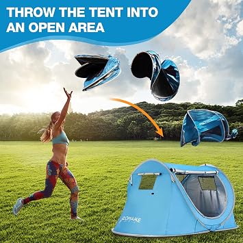 Easy Pop Up Tent 2-4 Person Waterproof - Pop-Up Camping Tents Automatic Tent Throw Pop Up Instant Flip Pop Tent for Camping,by ZOAMKE