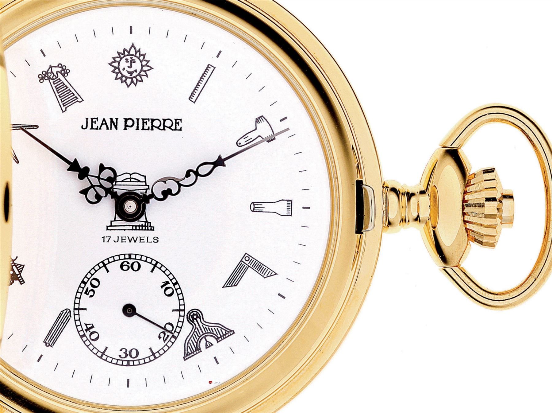 I LUV LTD Masonic Half Hunter with Pocket Watch Gold Plated Ornate Masonic Icons