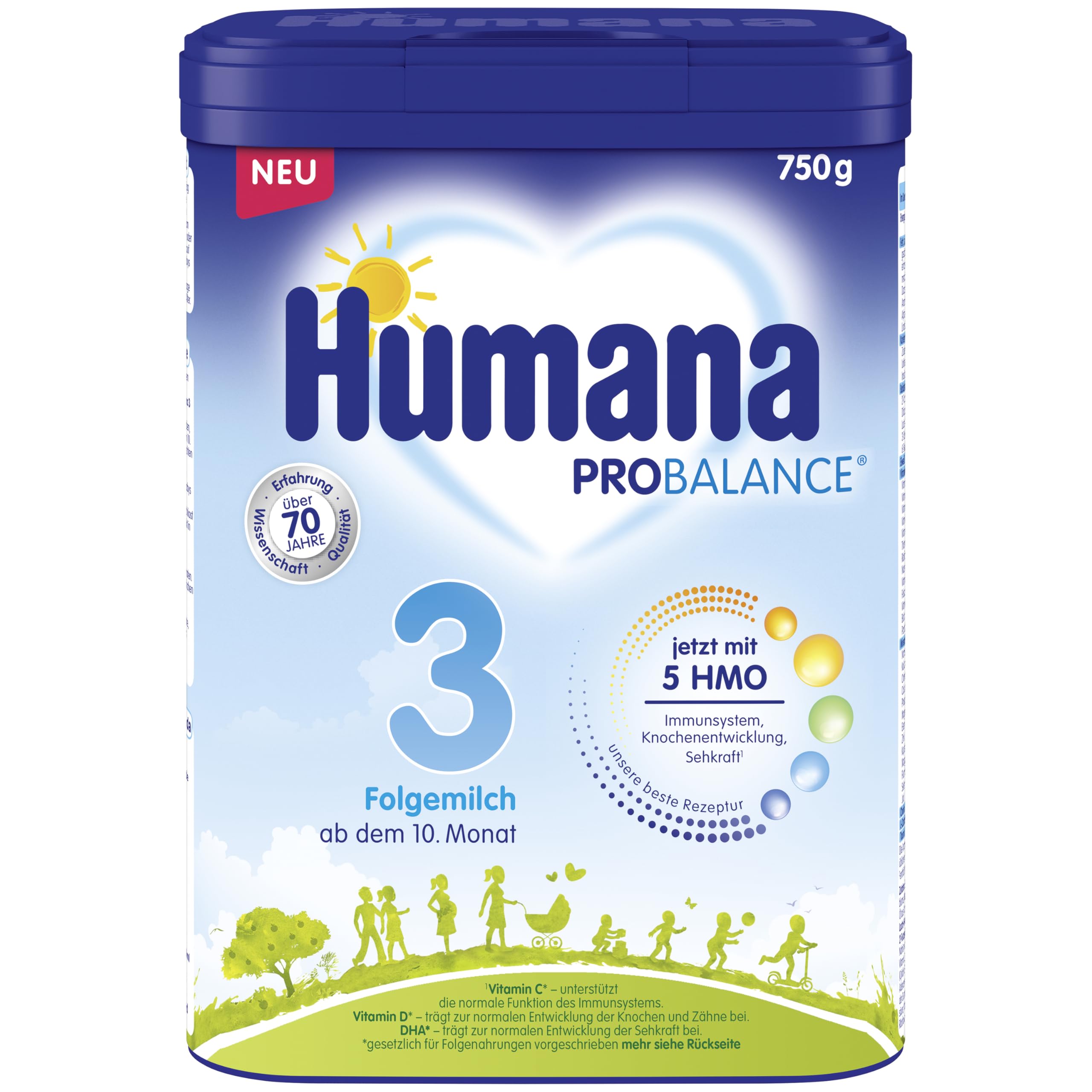 Humana 3 Folgemilch Vorteilspack - 4x750g mit 5 HMO, Natürliche Abwehrkräfte, Optimal für Babys ab dem 10; monat