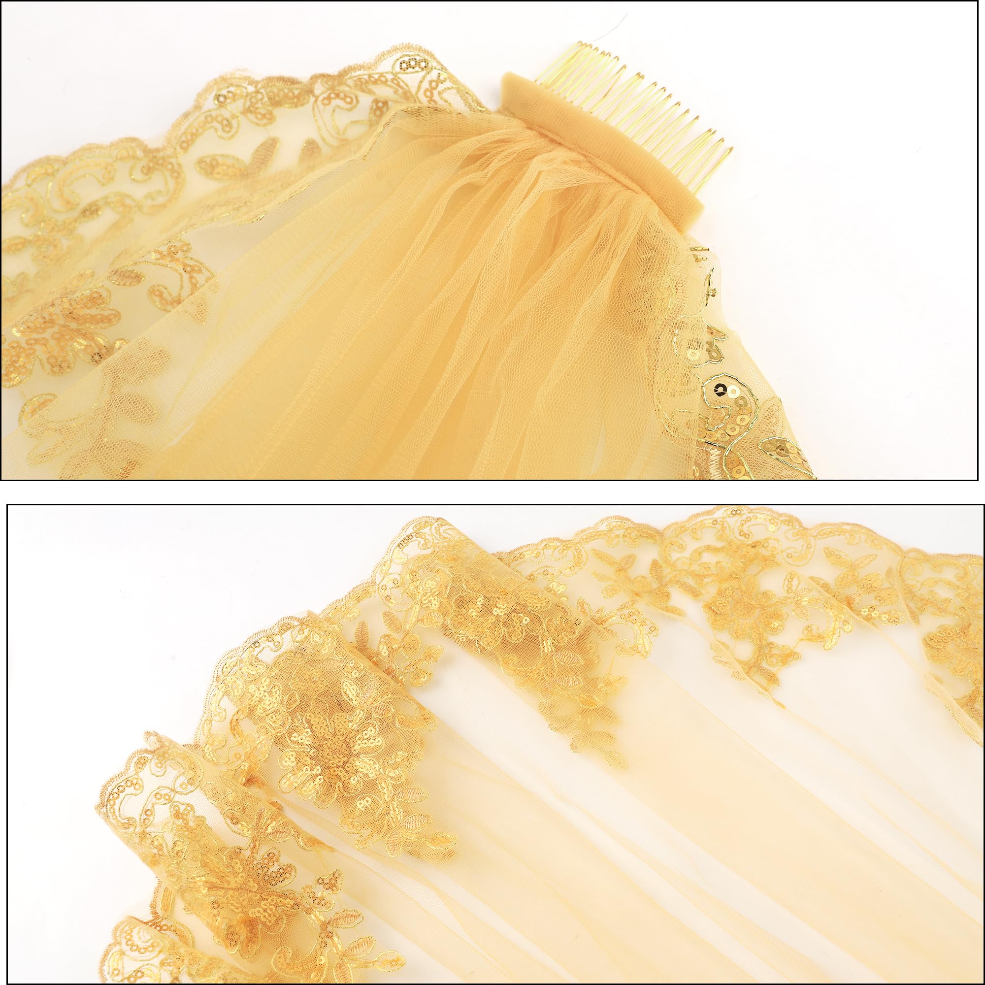 Voile de mariée pour femme avec peigne et paillettes, voilette de mariage légère avec motif délicat, voile musulman monocouche pour mariage et église