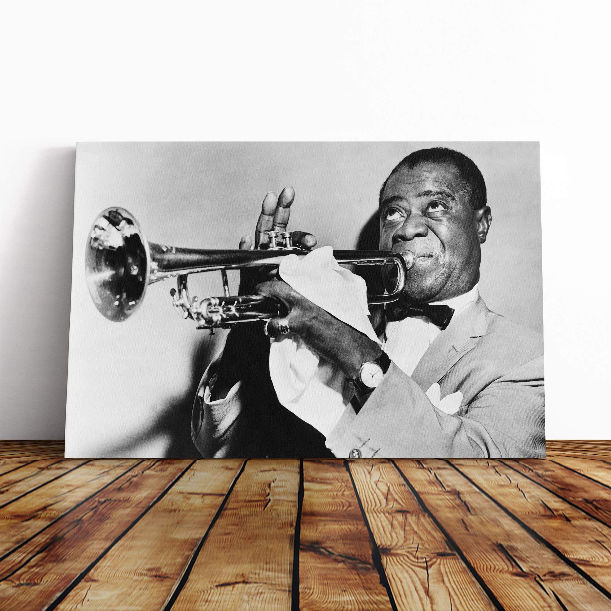 Louis Armstrong Canvas Print | Gallery Wrapped 30mm Frame Wall Art | 24x16 inches | Ready to Hang | Modern Picture | Living Room Bedroom Lounge Office