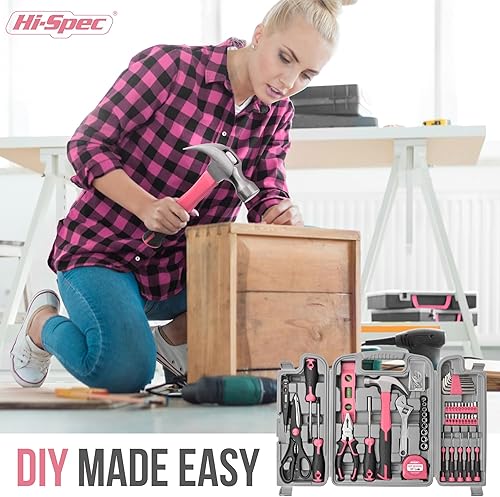 Miniatura 26 de Hi-Spec Kit de herramientas para el hogar de 54 piezas, color rojo, juego de herramientas manuales esenciales con caja de herramientas para el Rojo