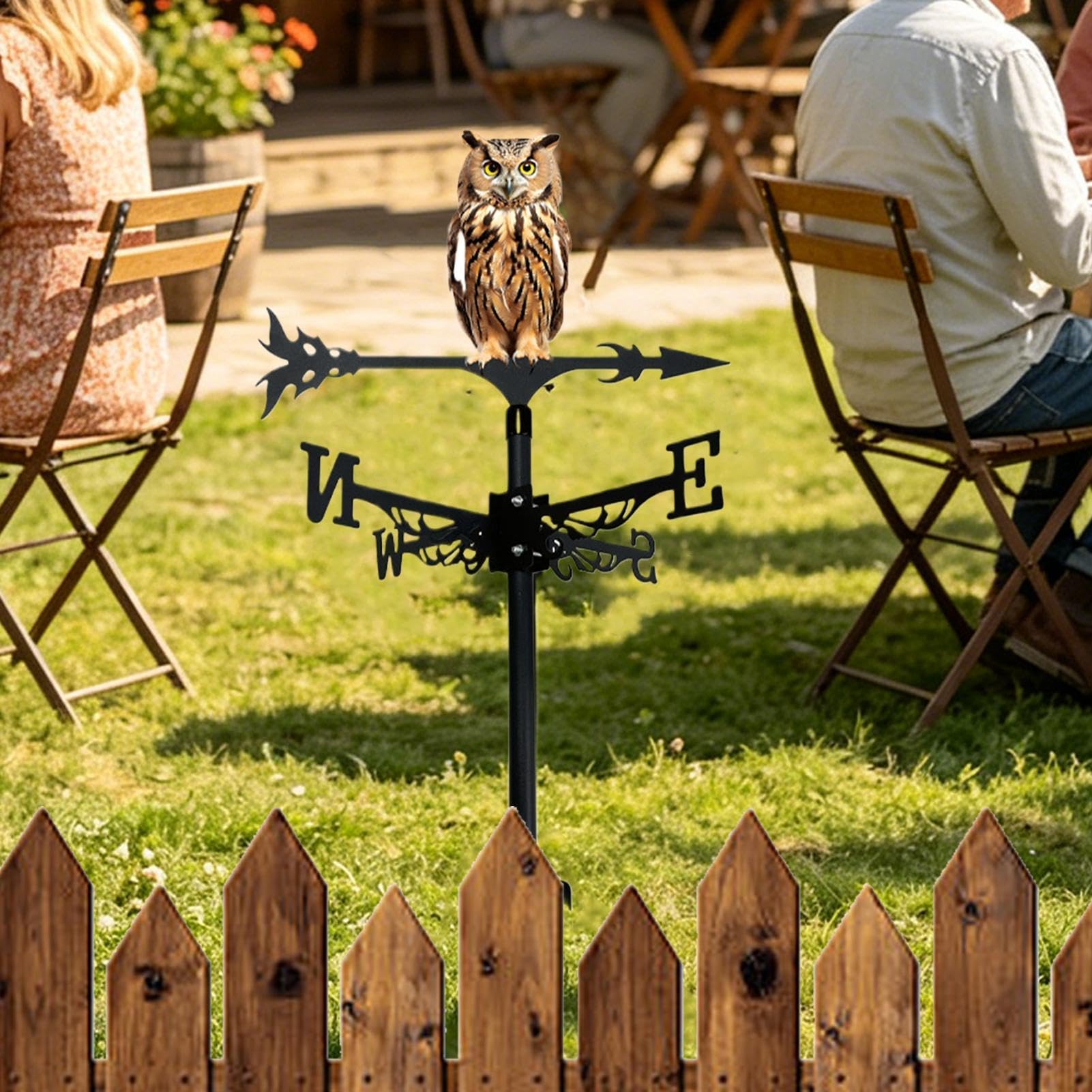 Girouette hibou en métal de 22,5 pouces pour toit et jardin