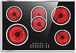30 Inch Electric Cooktop, 5 Burner Electric Stove Top Touch Control, 8400W Built-in Ceramic Stovetop Burner 30