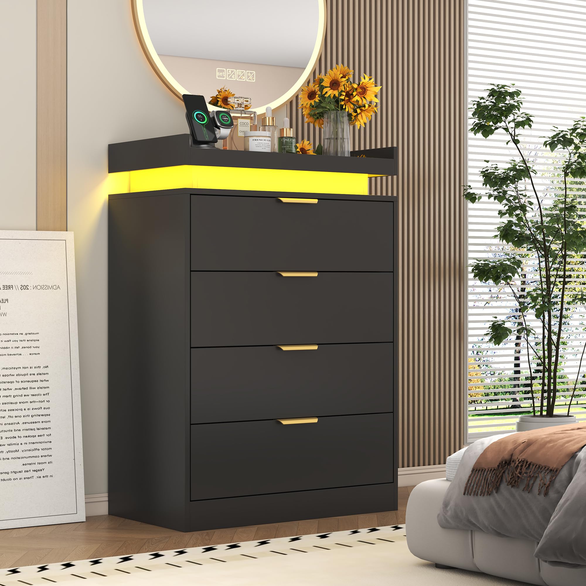 Amazon.com: knoworld Black Dresser with LED Lights, Wooden LED Dresser, 4 Drawer Chest with Charging Station, Tall Chest of Drawer Closet Organizer for Bedroom, Living Room, Entryway, Hallway : Home & Kitchen Amazon.com: knoworld Black Dresser with LED Lights, Wooden LED Dresser, 4 Drawer Chest with Charging Station, Tall Chest of Drawer Closet Organizer for Bedroom, Living Room, Entryway, Hallway : Home & Kitchen