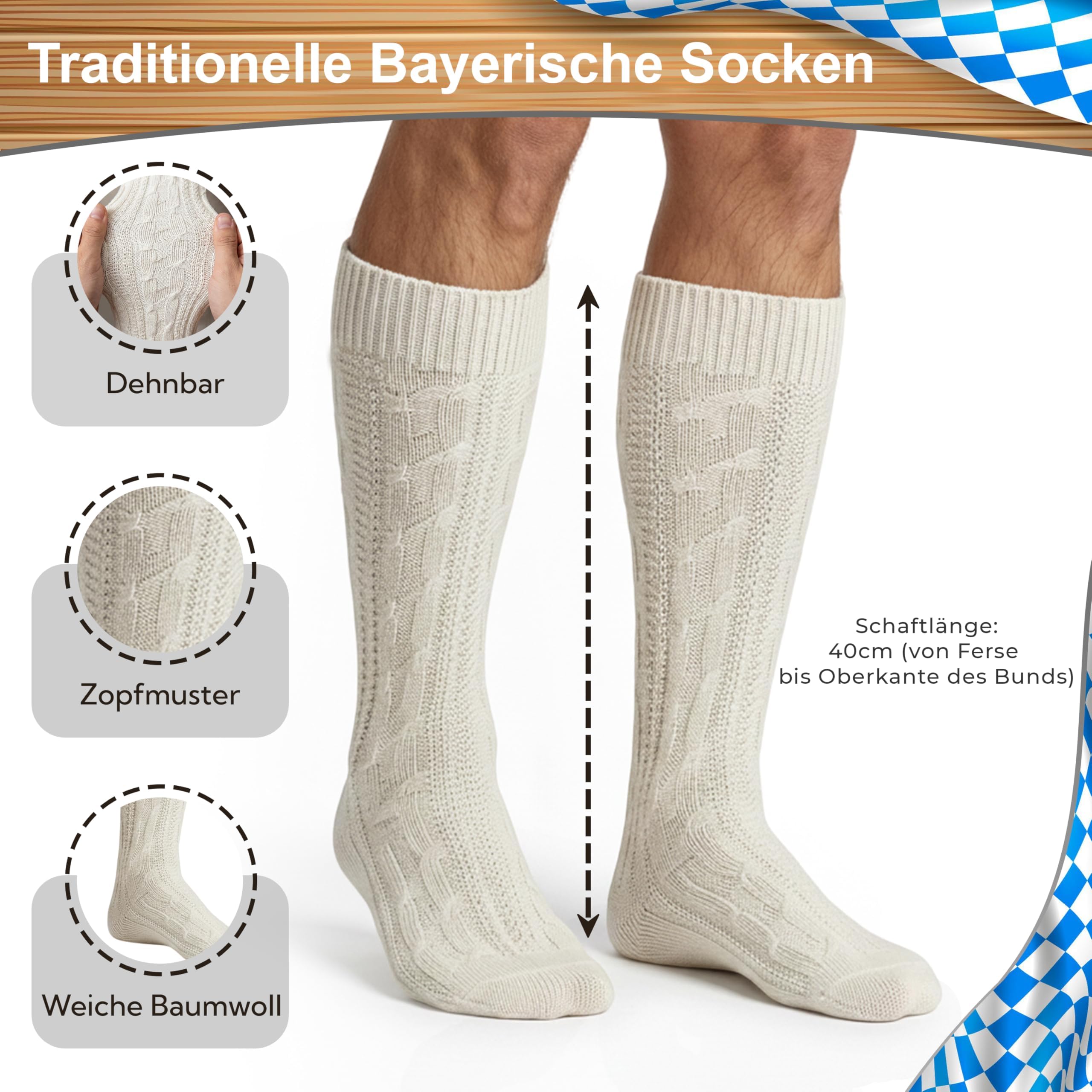 German Wear 5-teiliges Herren Trachtenset Komplett – Premium Lederhose aus Nappaleder Wildleder mit Hosenträgern Haferlschuhe Trachtenhemd Blau Trachtensocken
