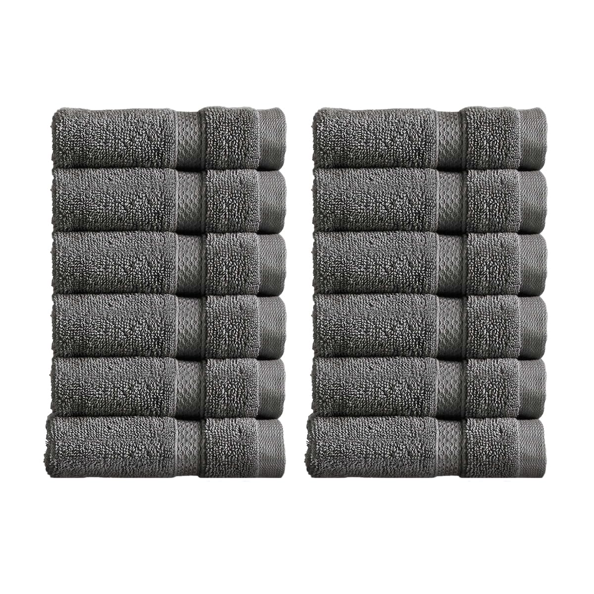 Christy Chroma Face Cloths Set | Pack of 12 | Soft Velvety Smooth Bathroom Flannels | Bold and Bright | Face and Body Wash Cloths | 100% Cotton | Ash Grey