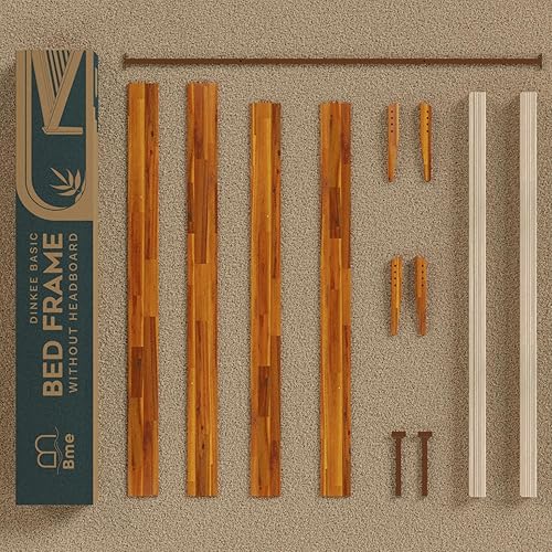 Miniatura 9 de Bme Dinkee - Base de cama de tamaño matrimonial sin cabecera, 15 pulgadas, minimalista y moderna, madera de acacia, 12 listones de madera para