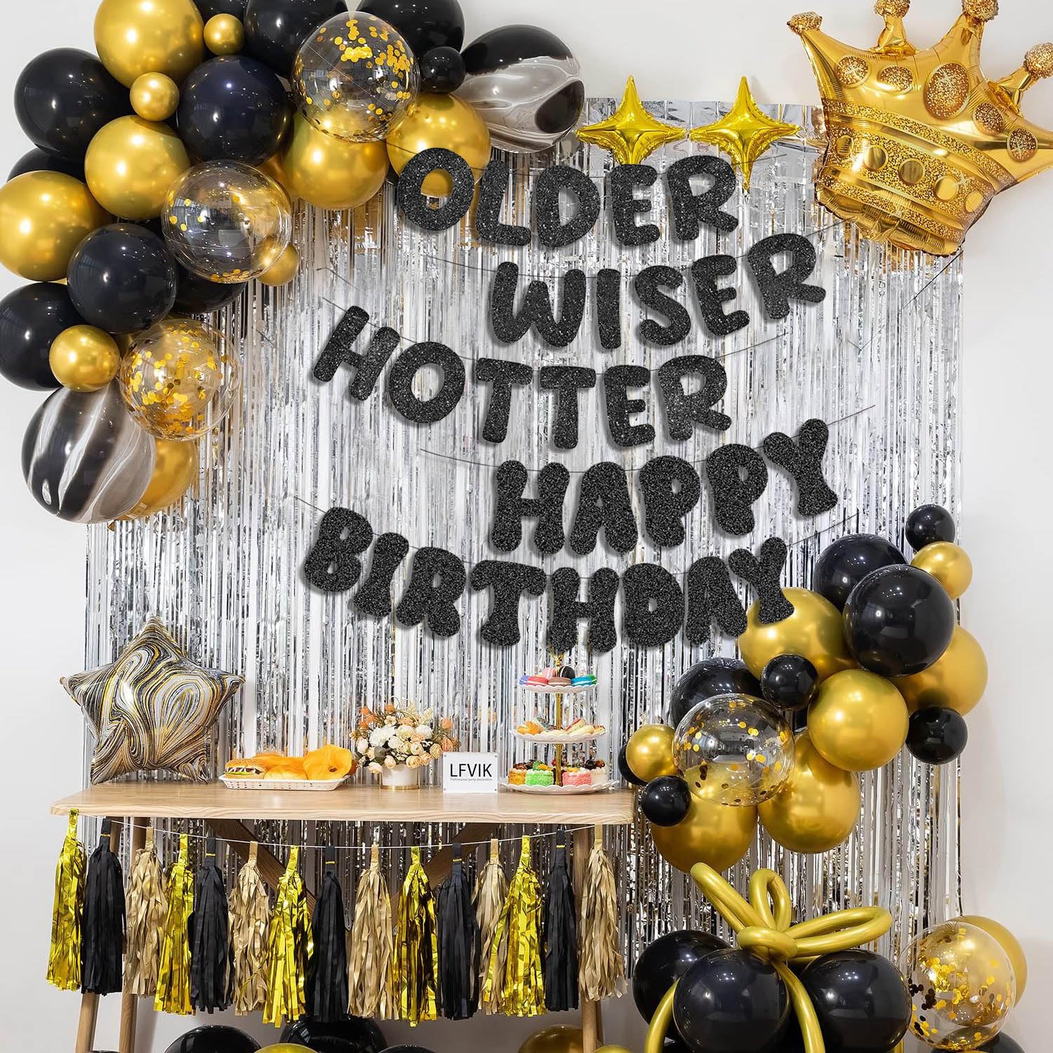 Older Wiser Hotter Geburtstagsbanner - 10m Glitzer Banner Für 30-80 Geburtstag
