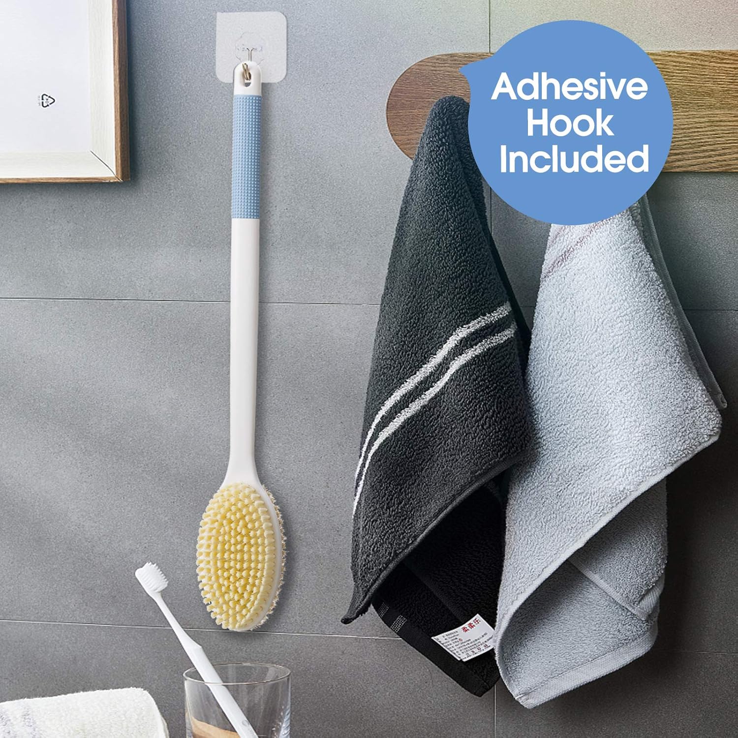 Back Brush Anti Slip Long Handle for Shower, Dual-Sided Shower Brush with Stiff and Soft Bristles to Exfoliate and Bath Wash, Back Scrubber for Shower : Beauty & Personal Care