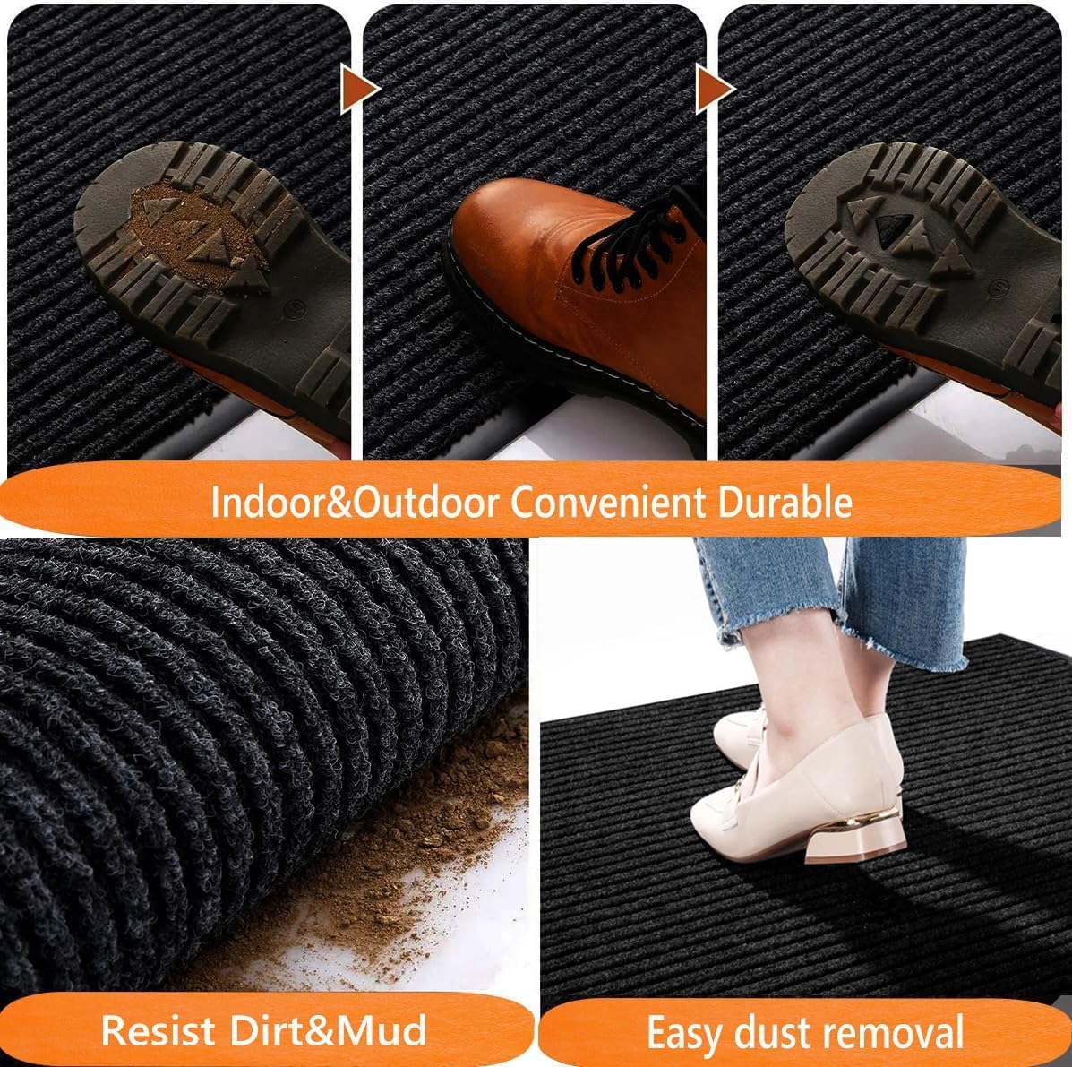 Door Floor Mat Commercial Grade Large Size 4' x 6'Heavy Duty Tough Entry Collection Slip Skid Entrance Mat with Rubber Backing Low Profile and Easy to Clean Indoor Outdoor Rug - Image 4