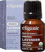 Cliganic USDA Organic Lavender Essential Oil - 100% Pure Undiluted for Aromatherapy Diffusers, Non-GMO Vegan 10ml