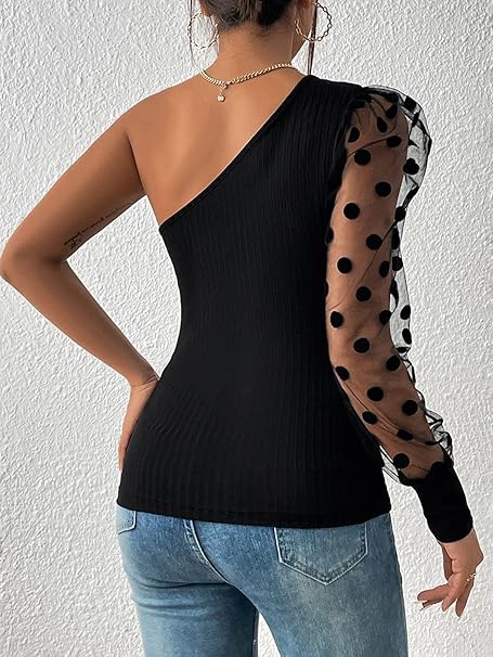 トップス Ans Dotsloevner SHOULDER TOPS / BLACK ans dotsloevner sholder tops black