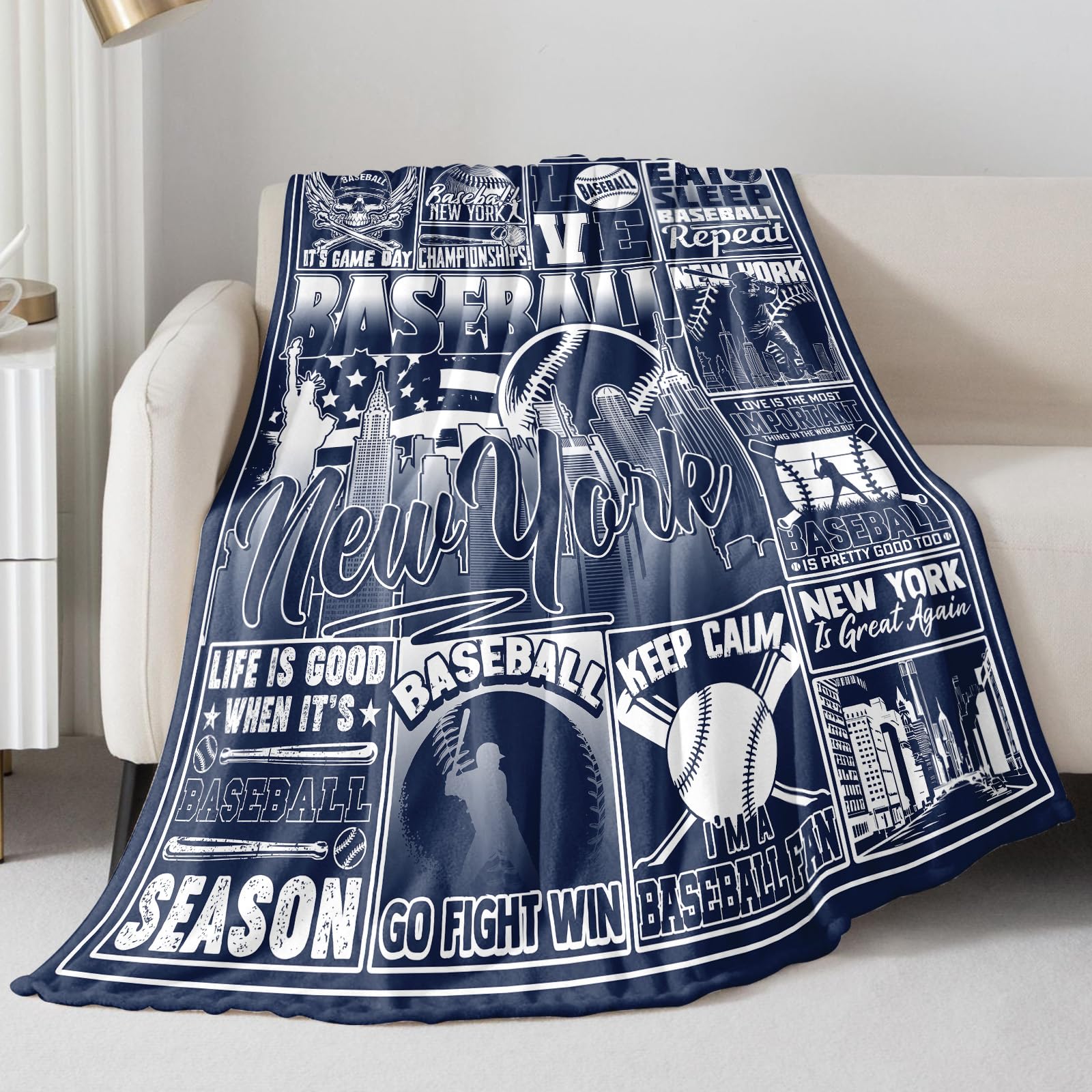 Faopiuic Baseball Fans Throw Blanket, Sports Gifts for Men Women 60