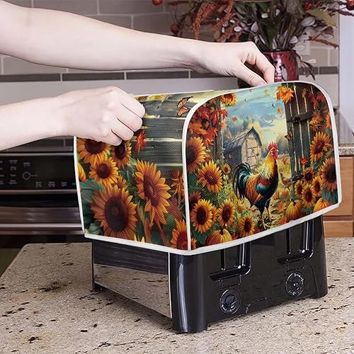 Vista 69 de UNICEU Funda acolchada para tostadora con patrón de café, se adapta a la mayoría de tostadoras estándar de 4 rebanadas patrón de café,Hojas de otoño