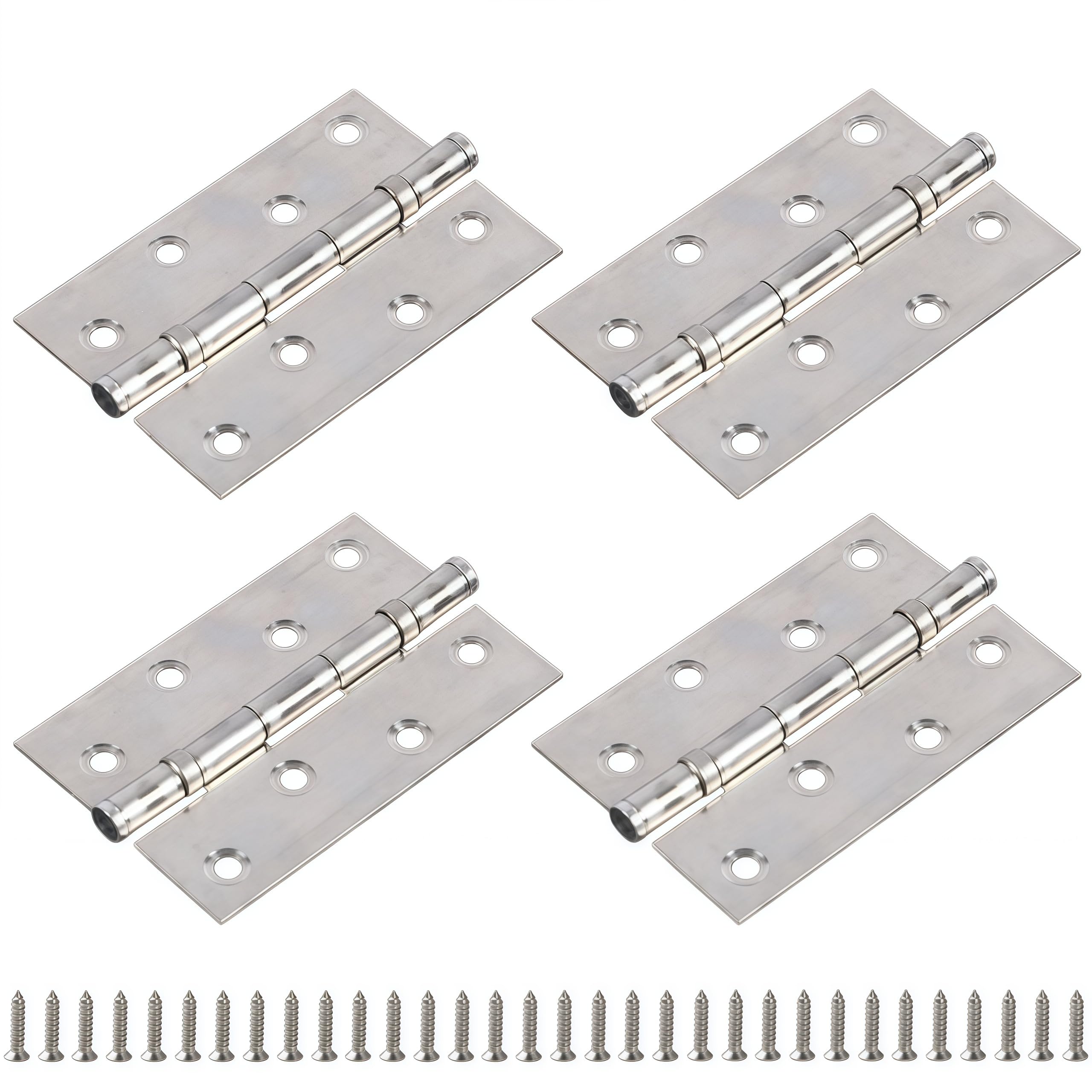Vbnexyr Regular 4 Pack Stainless Steel Bearing Hinges For Bathroom Doors Silent Hinges Door And Window Accessories With Screws 4 Inches * 1.2Mm Thick
