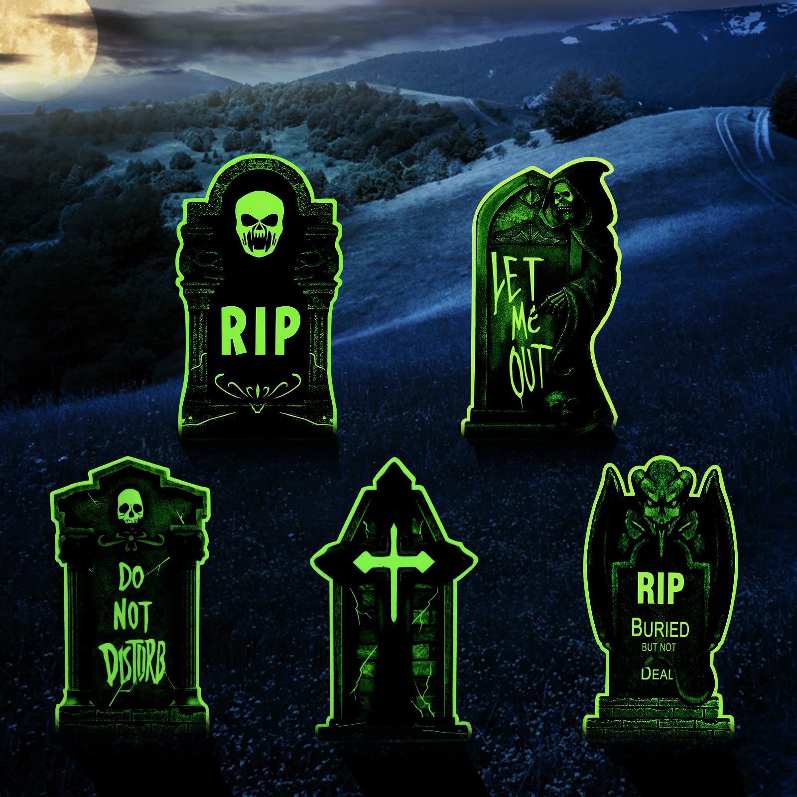 Eagleeye Halloween Graveyard Rip Tombstones Fluorescence 15 Lawn ...