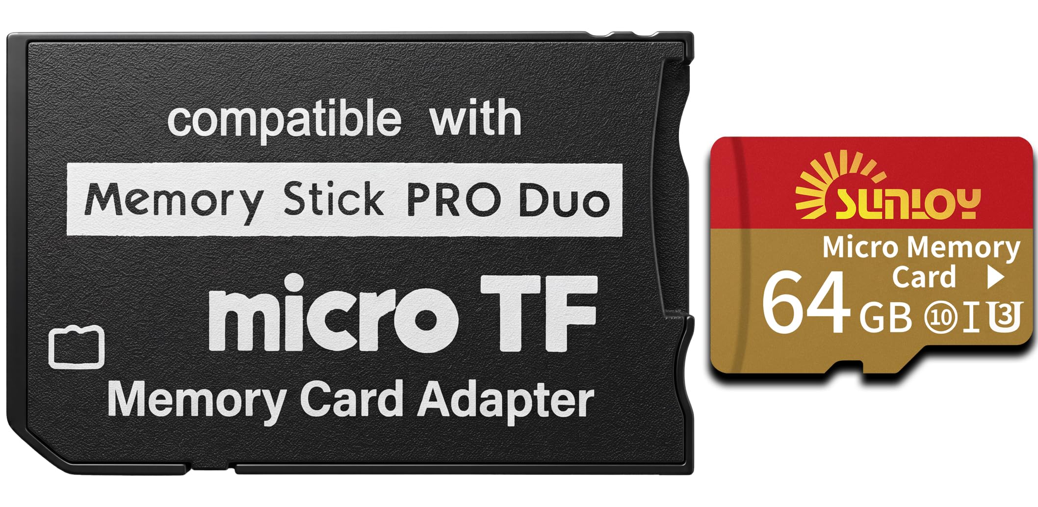 Adaptador de memoria PSP con tarjeta Micro SD de 64 GB, Micro SD/SDHC/SDXC a Memory Stick PRO Duo MagicGate Card compatible con PlayStation Portable, cámara, Handycam, teléfono celular y PSP 1000/2000