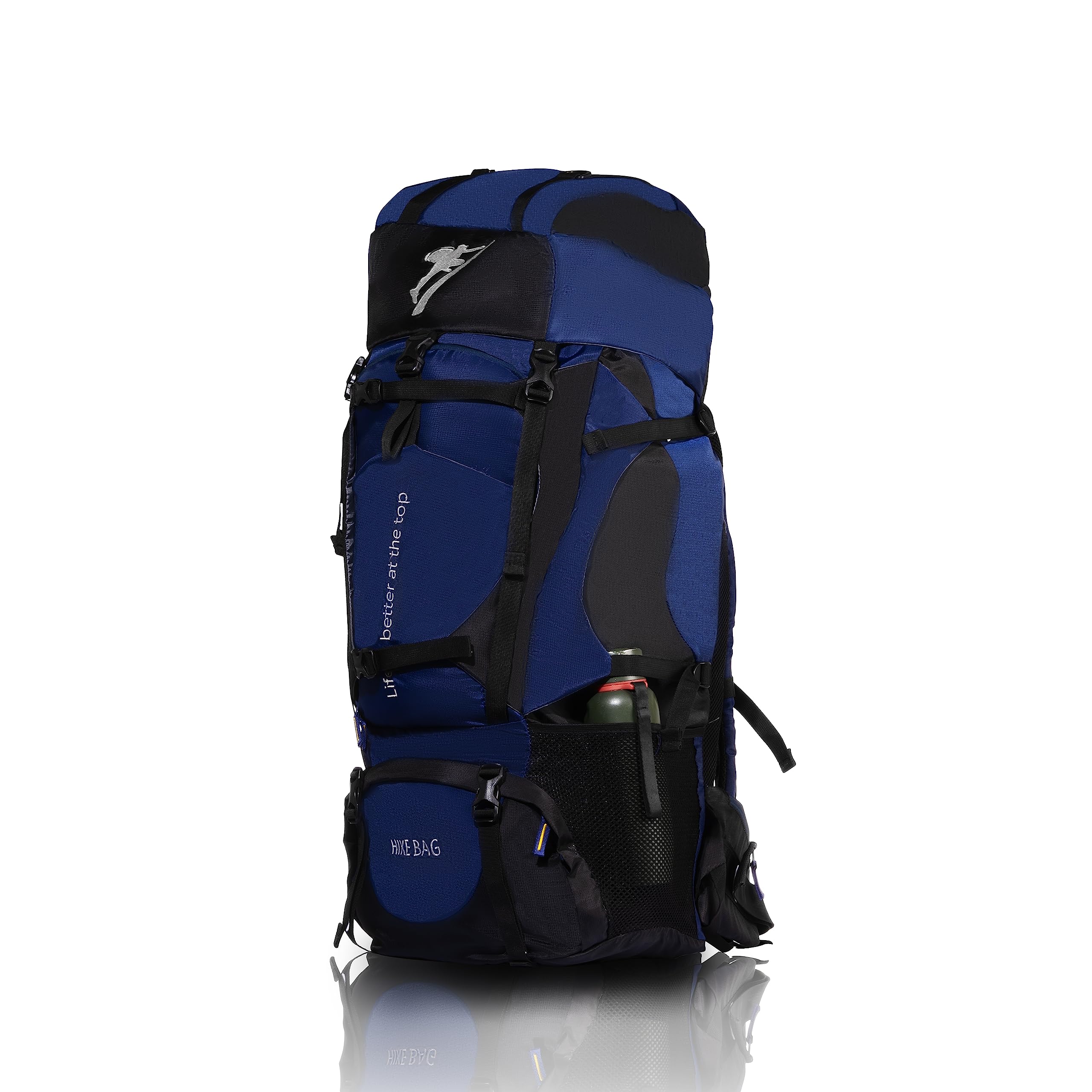 HIKETravel Rucksack 60L Trekking Backpack Waterproof with Rain Cover & Shoe Compartment, Outdoor Sport Camping Hiking Bag - 1.5 Year Warranty, Blue Black