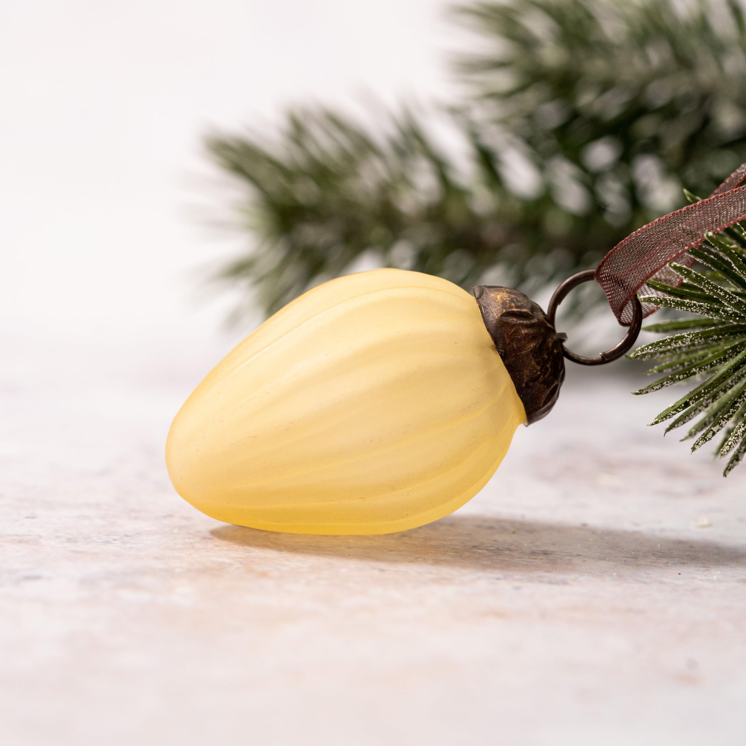 Arthur Cameron Gold Set Of 6 Glass Frosted Pinecone Christmas Bauble (Gold)