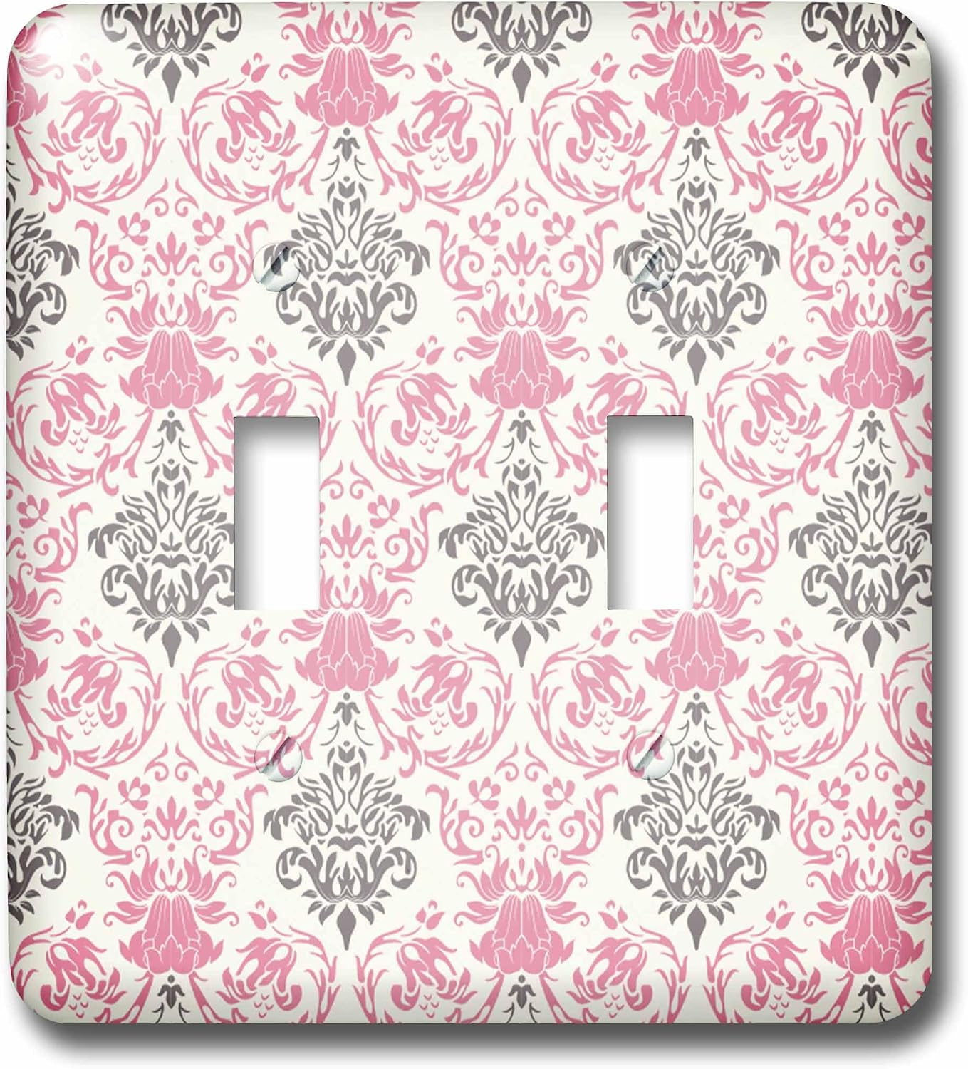3dRose LLC lsp_44246_1 Pink and Gray Damask Pattern on a White Background Single Toggle Switch