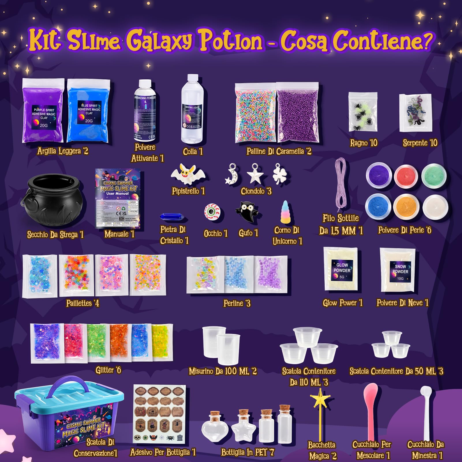 Hapikids Slime Kit Lavoretti Creativi per Bambini, Giochi Bambina 6 7 8 9 10 11 12 Anni Femmina Slime per Bambini Regalo Bimba 6-12 Anni Galaxy Slime Fluffy Pozioni Magiche Bambina Giocattoli