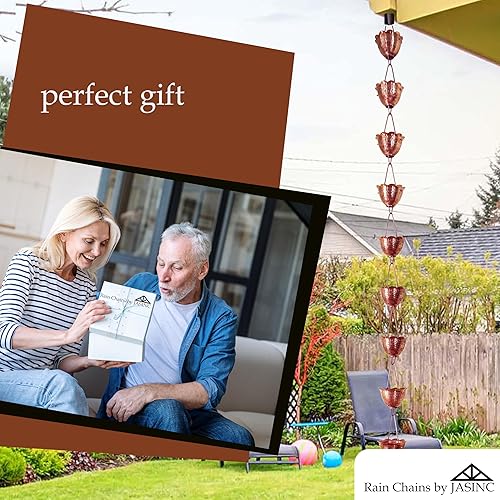 Miniatura 6 de Copas Luca de 8.5 pies de cobre puro, para reemplazar la canaleta de techo, con kit de instalación, colector de agua de lluviadesviador de agua,