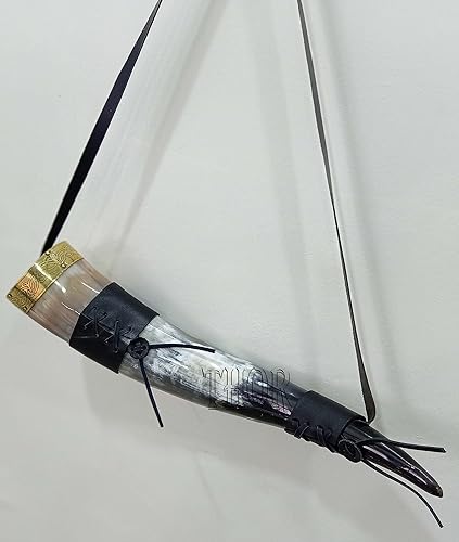 Miniatura 2 de Royal Viking - Cuerno africano para beber con correa de cuero para cerveza, vino, cerveza y aguamiel vikingo, taza de cuerno grande  Cuerno para