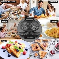 YASHE Szív alakú dupla gofrisütő, 1200W, 5 hőfok, tapadásmentes bevonat 7