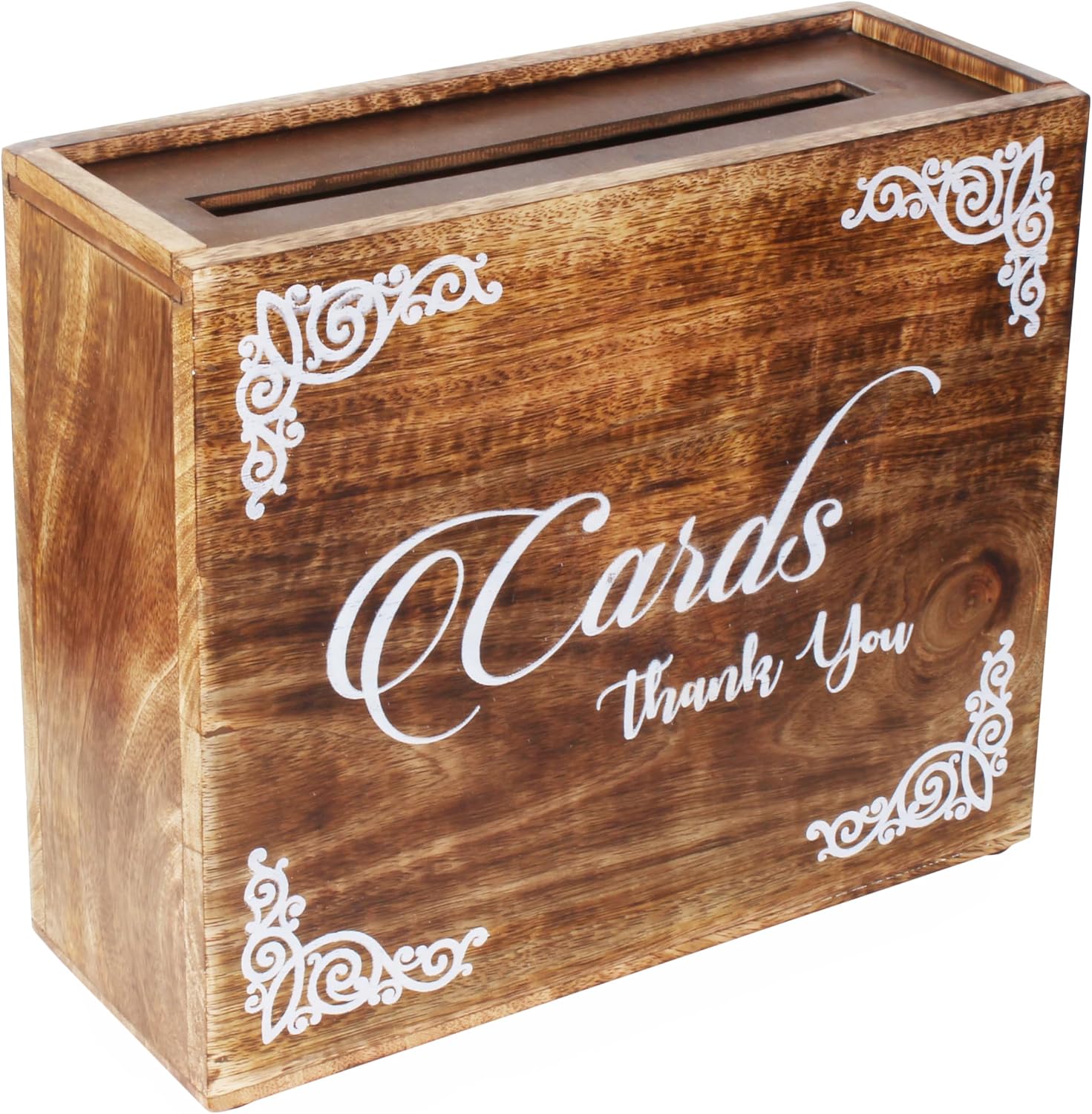 Wooden Wedding Card Box with Card Slit Gift Wishing Well Card Box for Weddings Party Cards Receptions Birthdays Graduations Baby Showers | Wood Card Boxes for Wedding 12"X10"X4.5"
