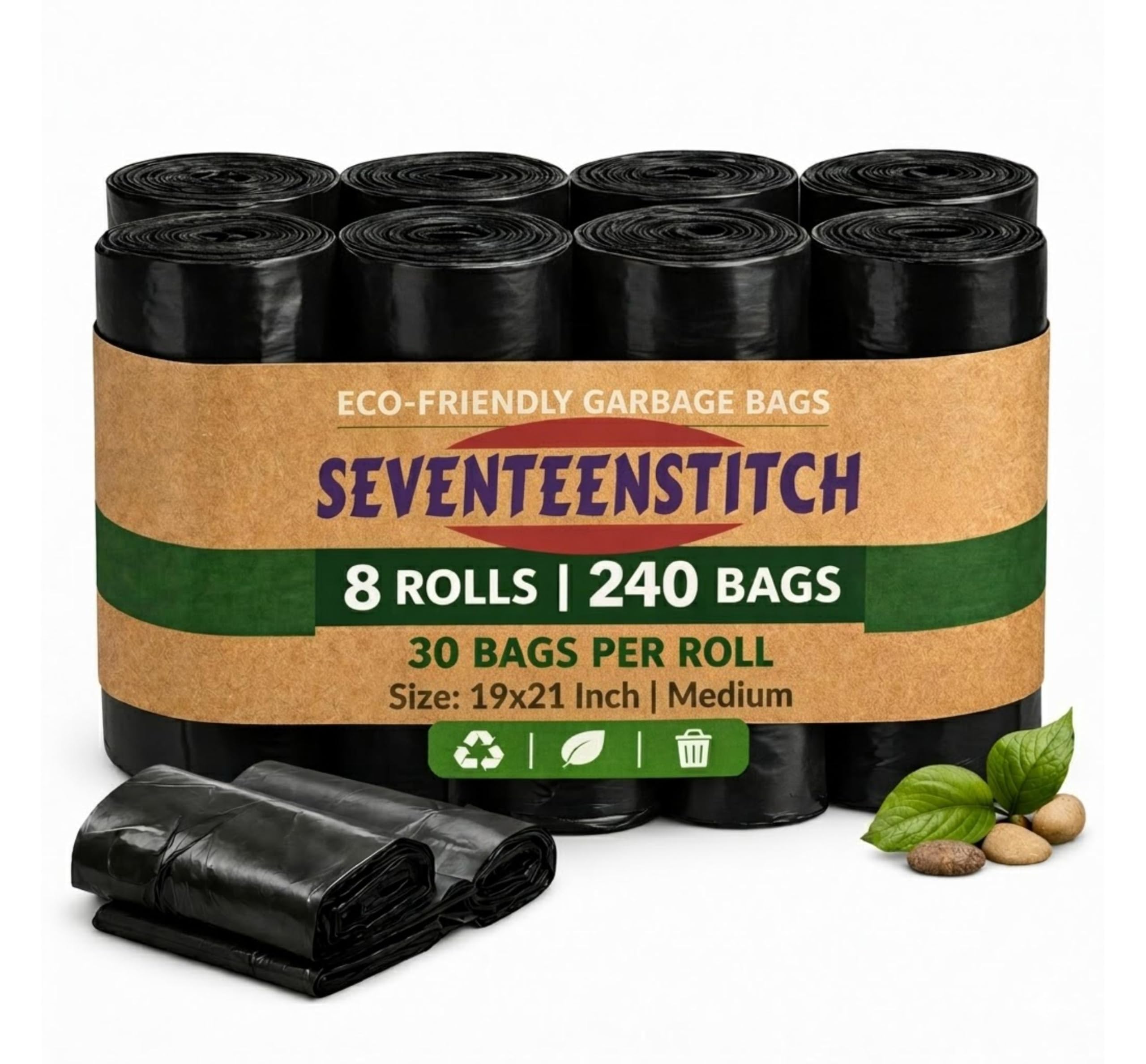 Medium Garbage Bags - 4 Roll Pack, Leak-Proof & Odorless -14 Medium Garbage Bags - 4 Roll Pack, Leak-Proof & Odorless -14