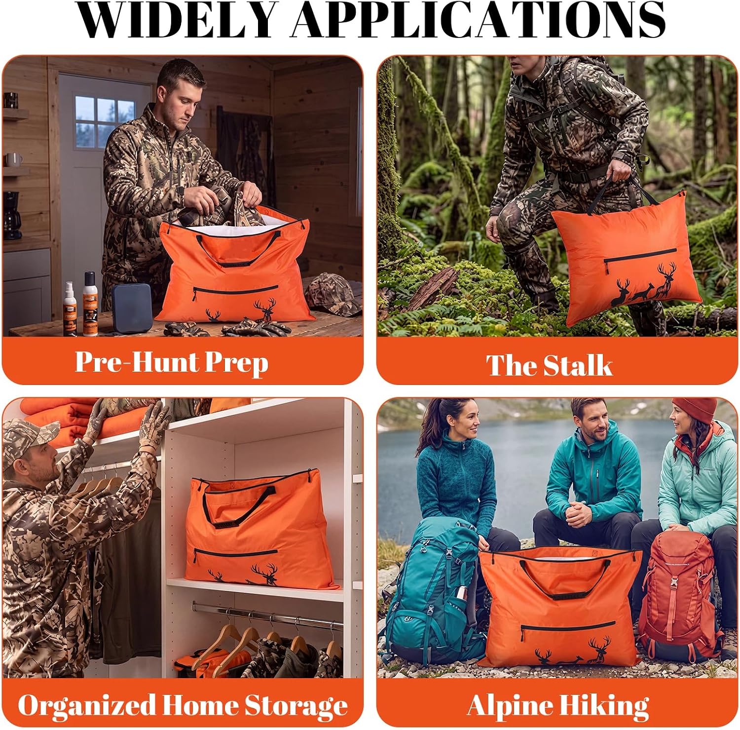 2 Pack Scent Control Bags for Hunting Clothes 33" x 24" | Waterproof Scent Free Bag with Zippers Odor Proof Storage Bags Large Capacity Hunting Gear for Hunter, Traveling, Camping