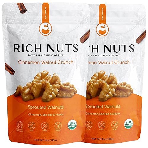 Miniatura 8 de Rich Nuts Brilliant Balsamic Gourmet - Nueces germinadas  Veganas, Paleo, Keto  Vinagre balsámico, ajo y sal marina  No tostadas, deshyrdated,