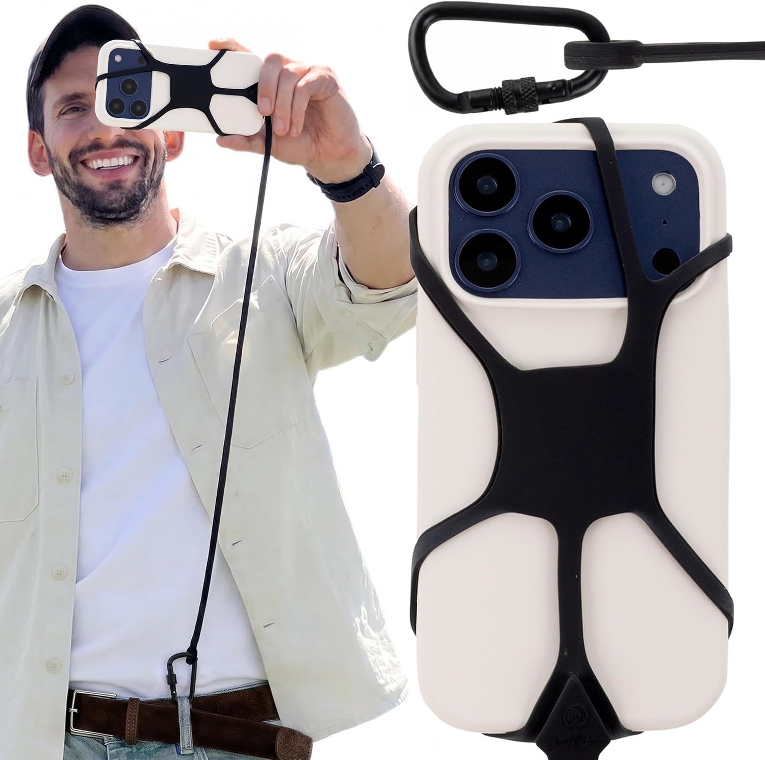 Pulpo Safety Cell Phone Lanyard Fits Smartphones 5.8" Up to 6.5" – Anti-Theft Phone Tether, Fishing Phone Lanyard, Hiking Phone Holder for Men & Women, Silicone Crossbody Cellphone Strap