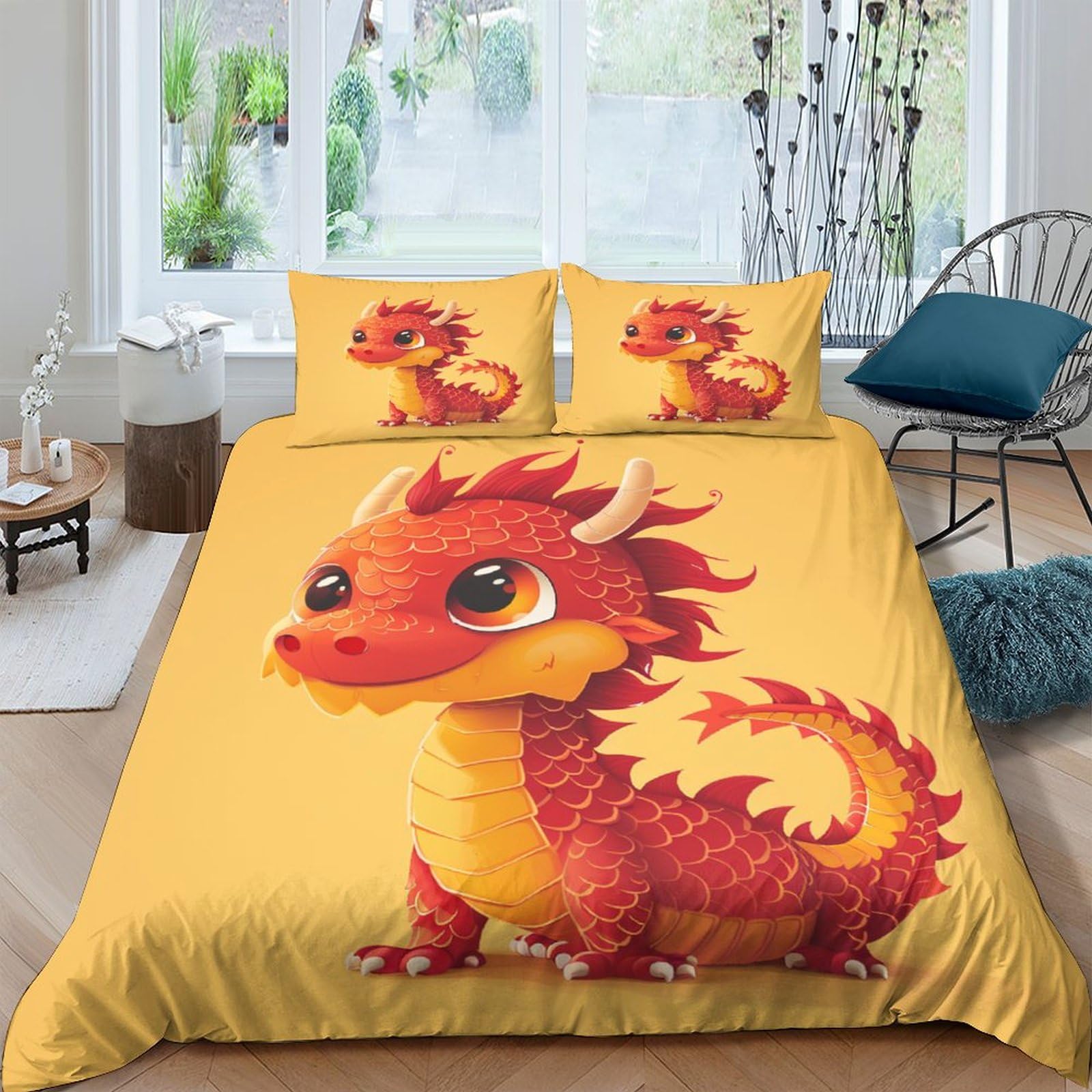 Stampato in 3D Loong cinese Copertina Stampata Microfibra Disegnata Biancheria Da Letto Con Chiusura A Cerniera Con 2 Federe,King（220x240cm）, Per Ragazzi Adulti